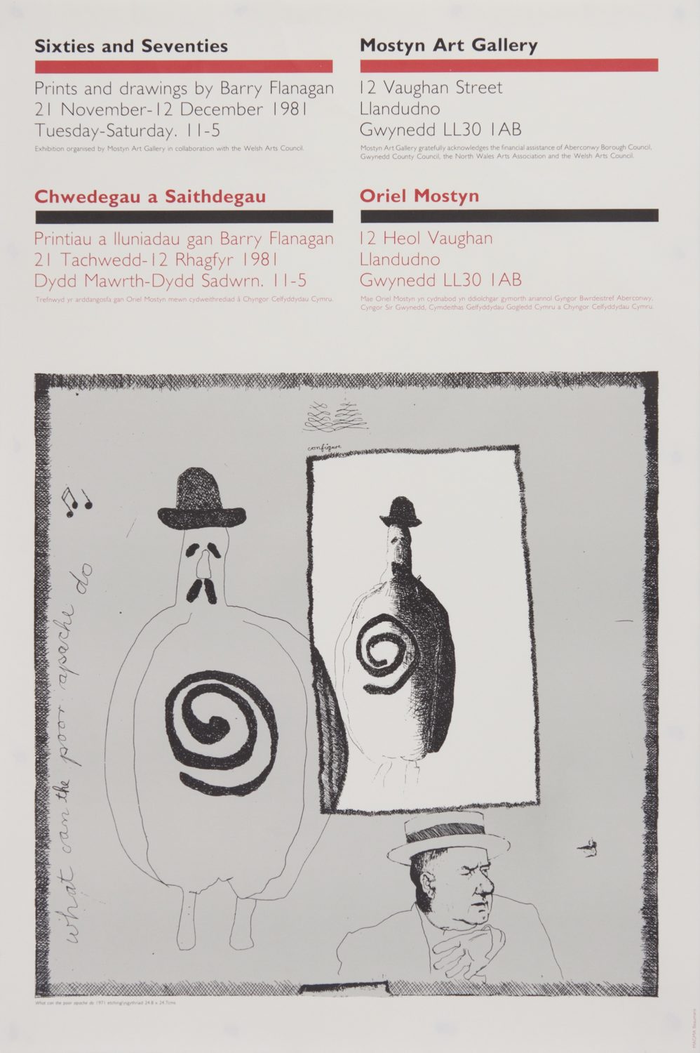 ‘Sixties and Seventies: Prints and Drawings by Barry Flanagan’, Mostyn Art Gallery, Llandudno, UK (1981)